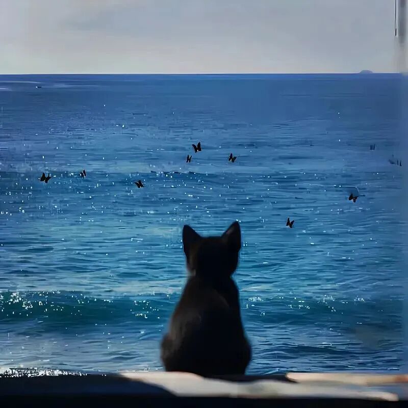 海边孤独感狗狗萌宠头像