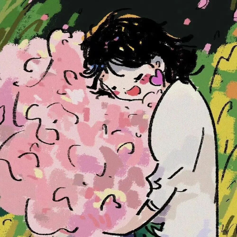 xyhduoliyabanlv鲜花插画情侣头像