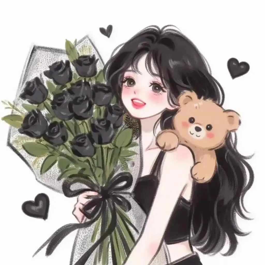 xykuymaotevsimayi鲜花四人闺蜜头像手绘闺蜜头像