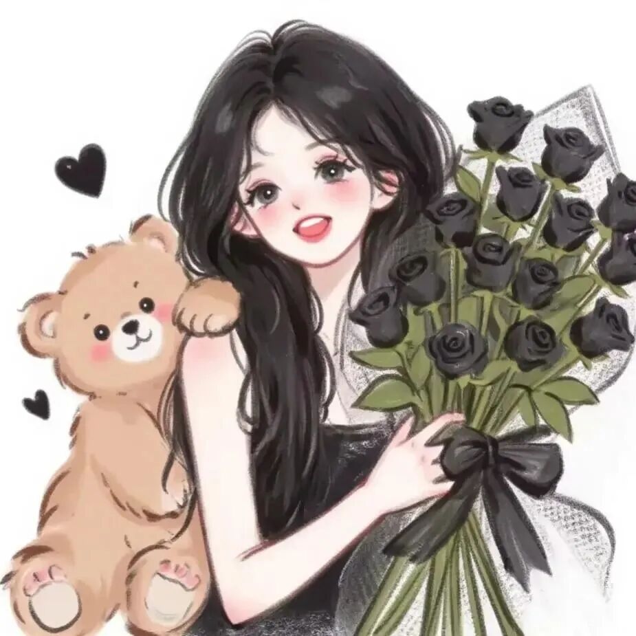 xykuymaotevsimayi鲜花四人闺蜜头像手绘闺蜜头像