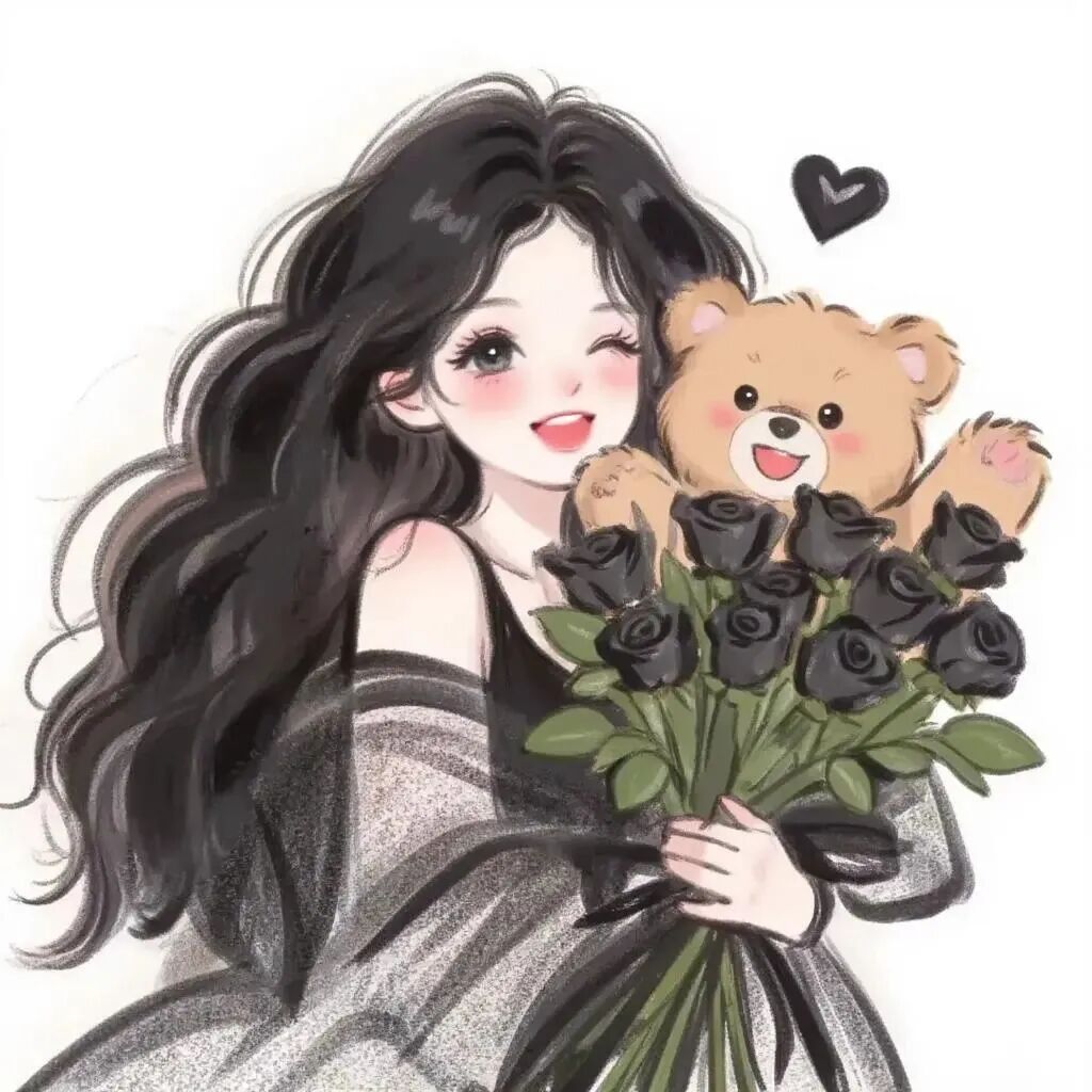 xykuymaotevsimayi鲜花四人闺蜜头像手绘闺蜜头像