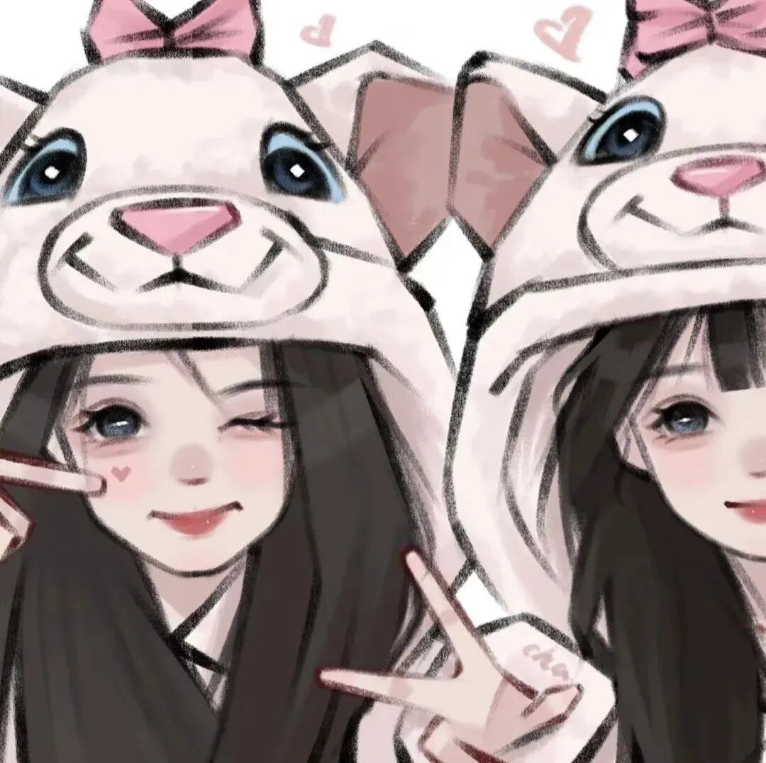 uytgnjdsopqsimayi剪刀手二人闺蜜头像手绘闺蜜头像