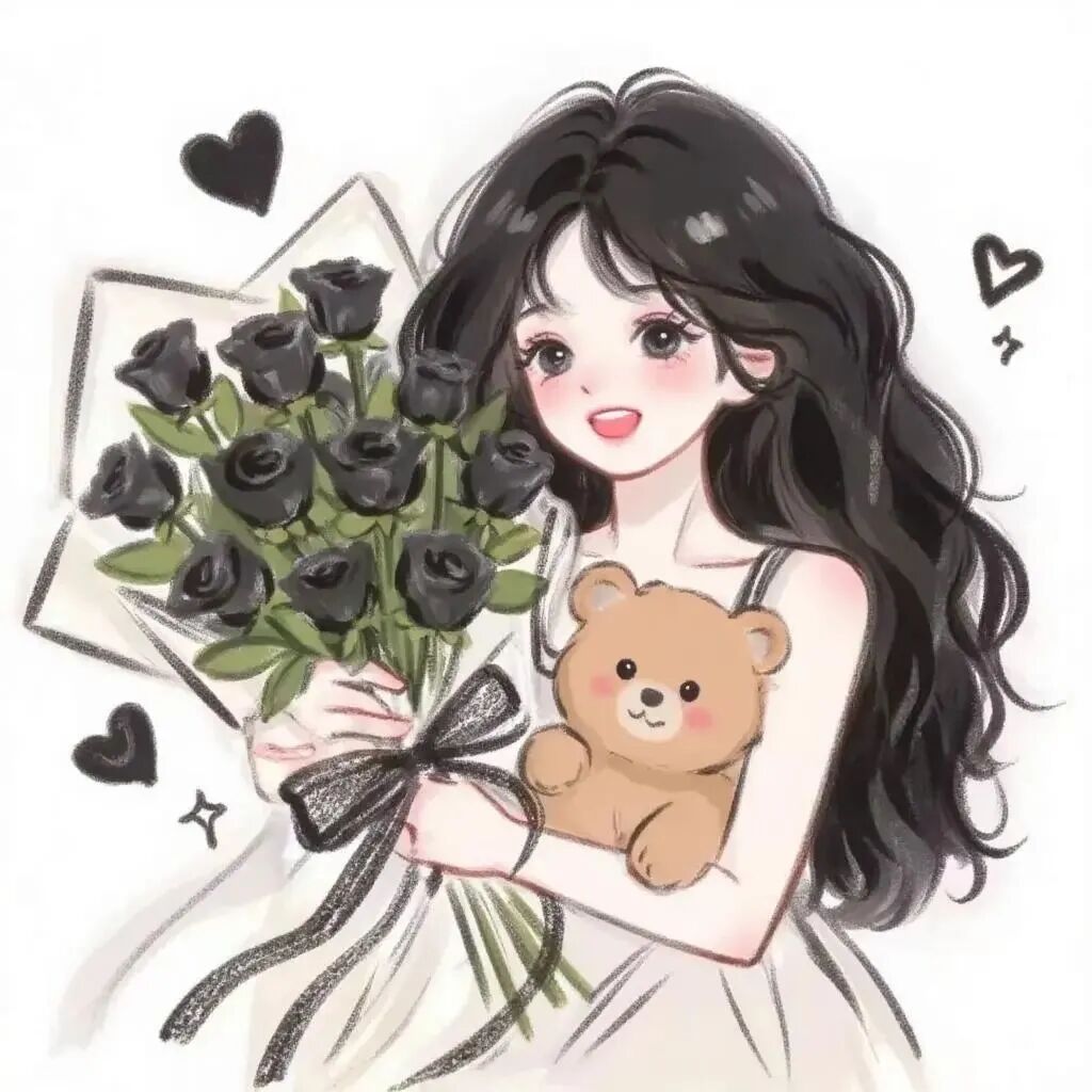 xykuymaotevsimayi鲜花四人闺蜜头像手绘闺蜜头像