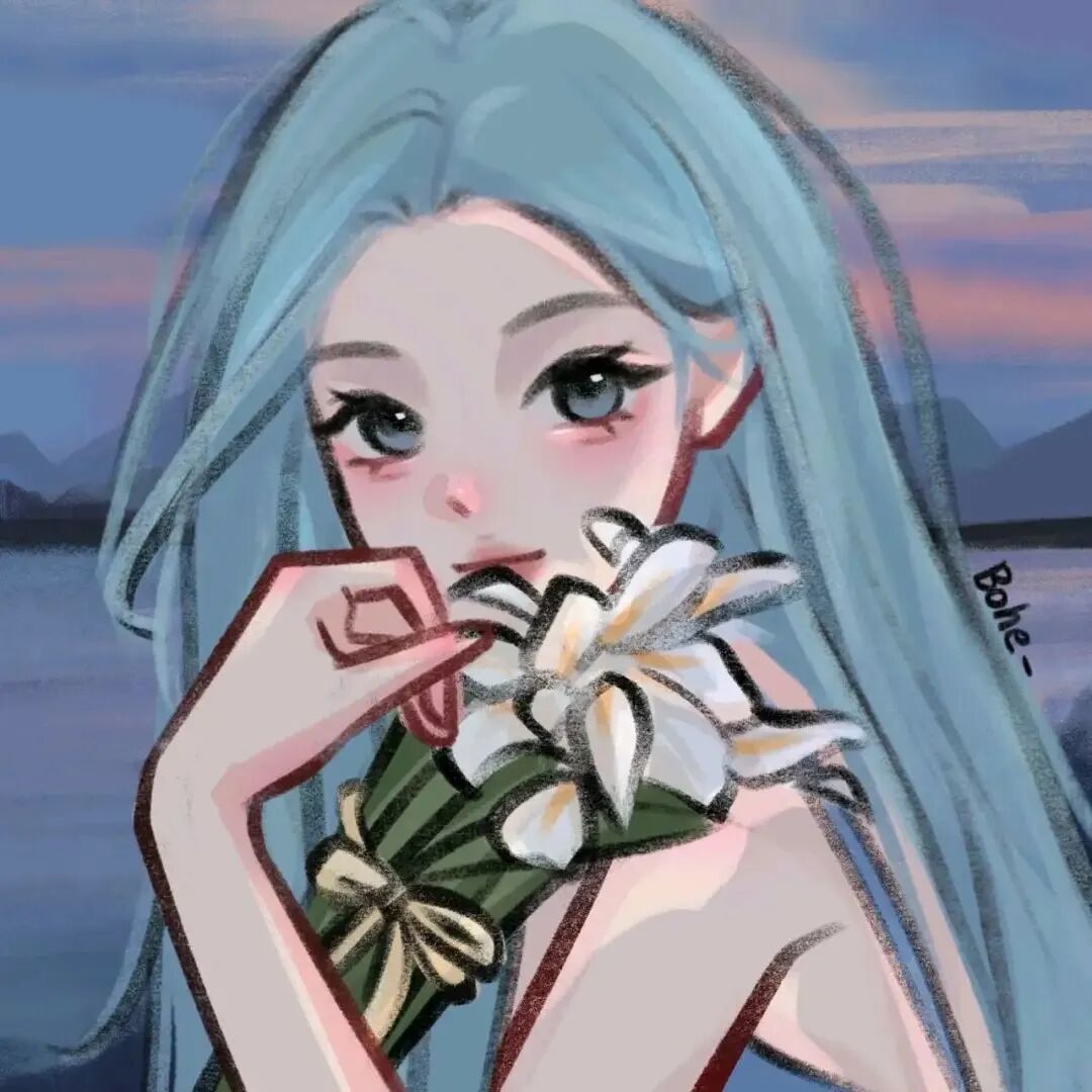 鲜花手绘动漫头像女