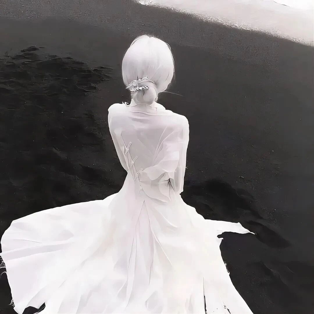 黑白背影不露脸女生头像