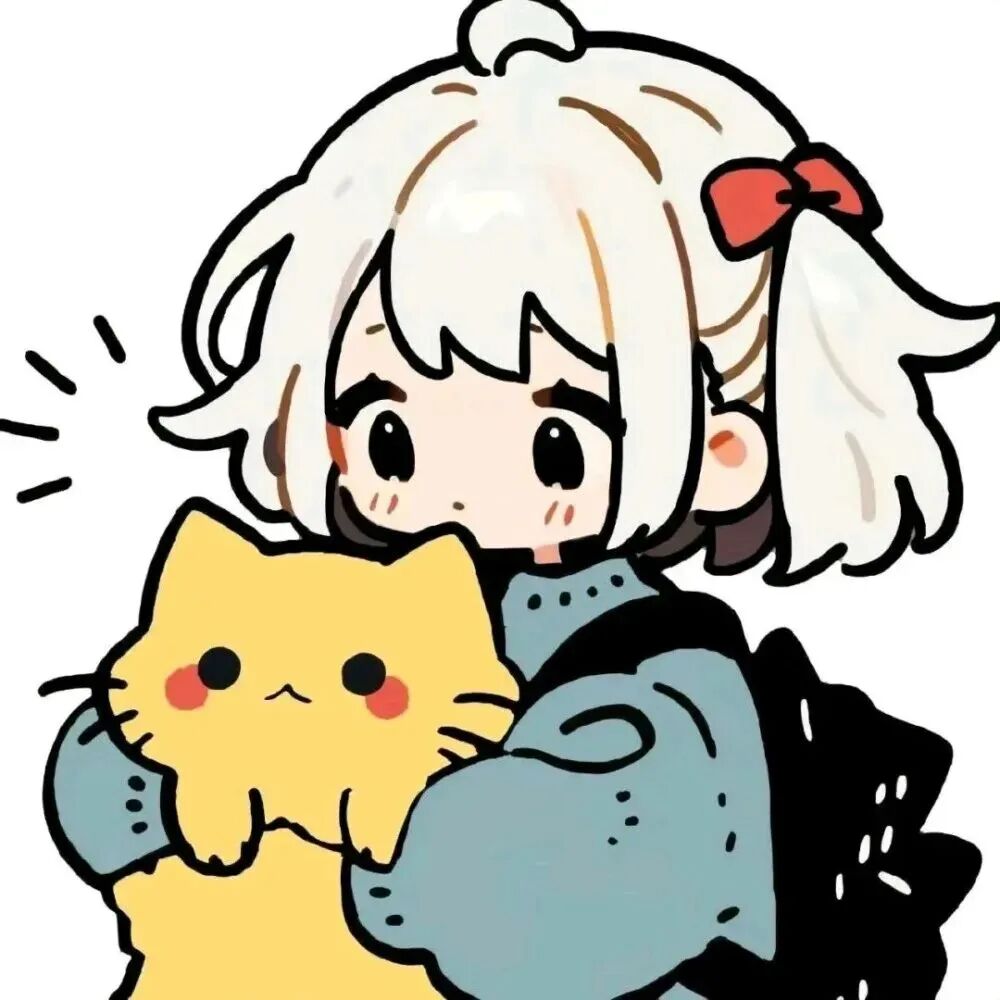 baozhezacaichuahuaduoliya可爱抱着猫咪插画情侣头像