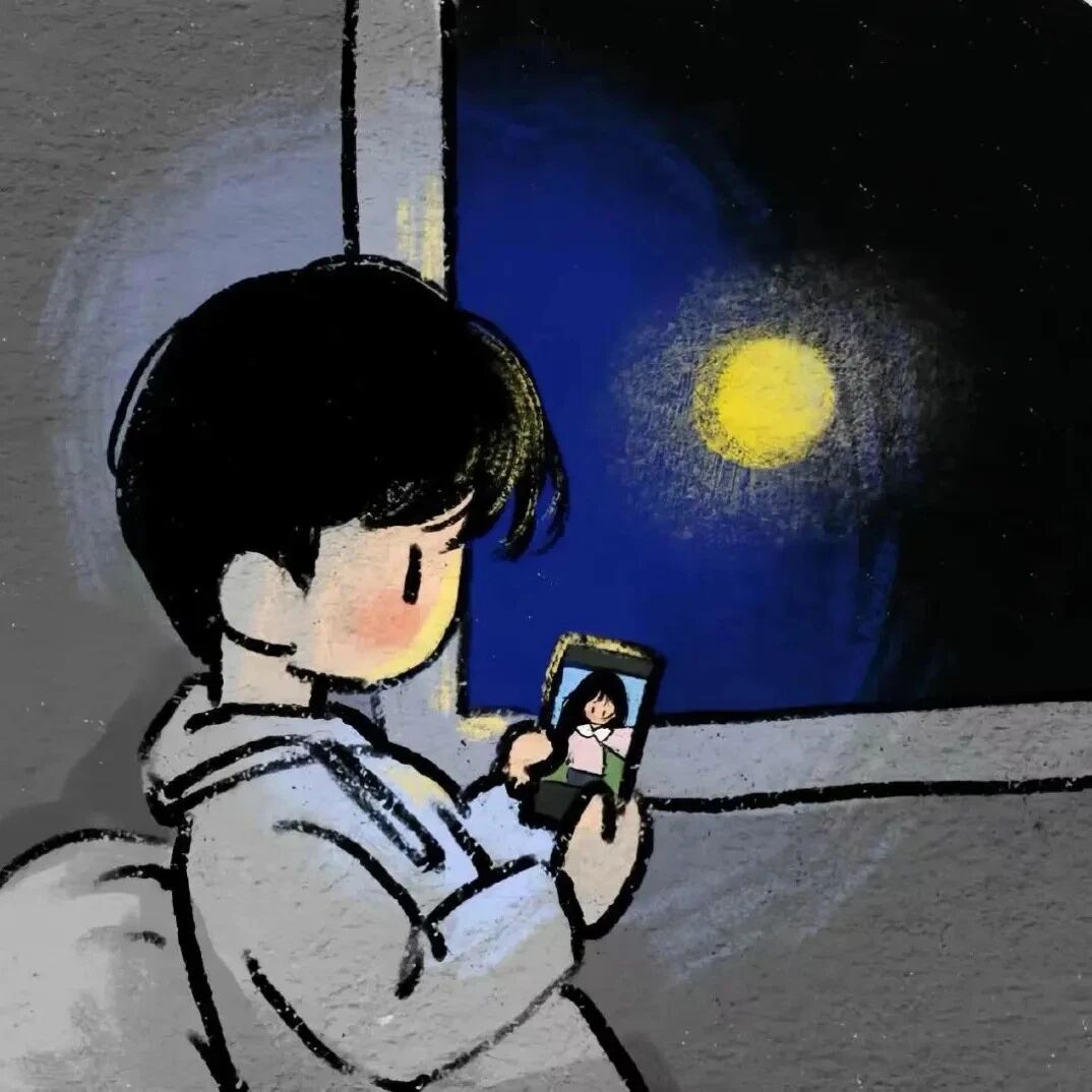 faxinxixiangnianaihe发信息月亮插画情侣头像