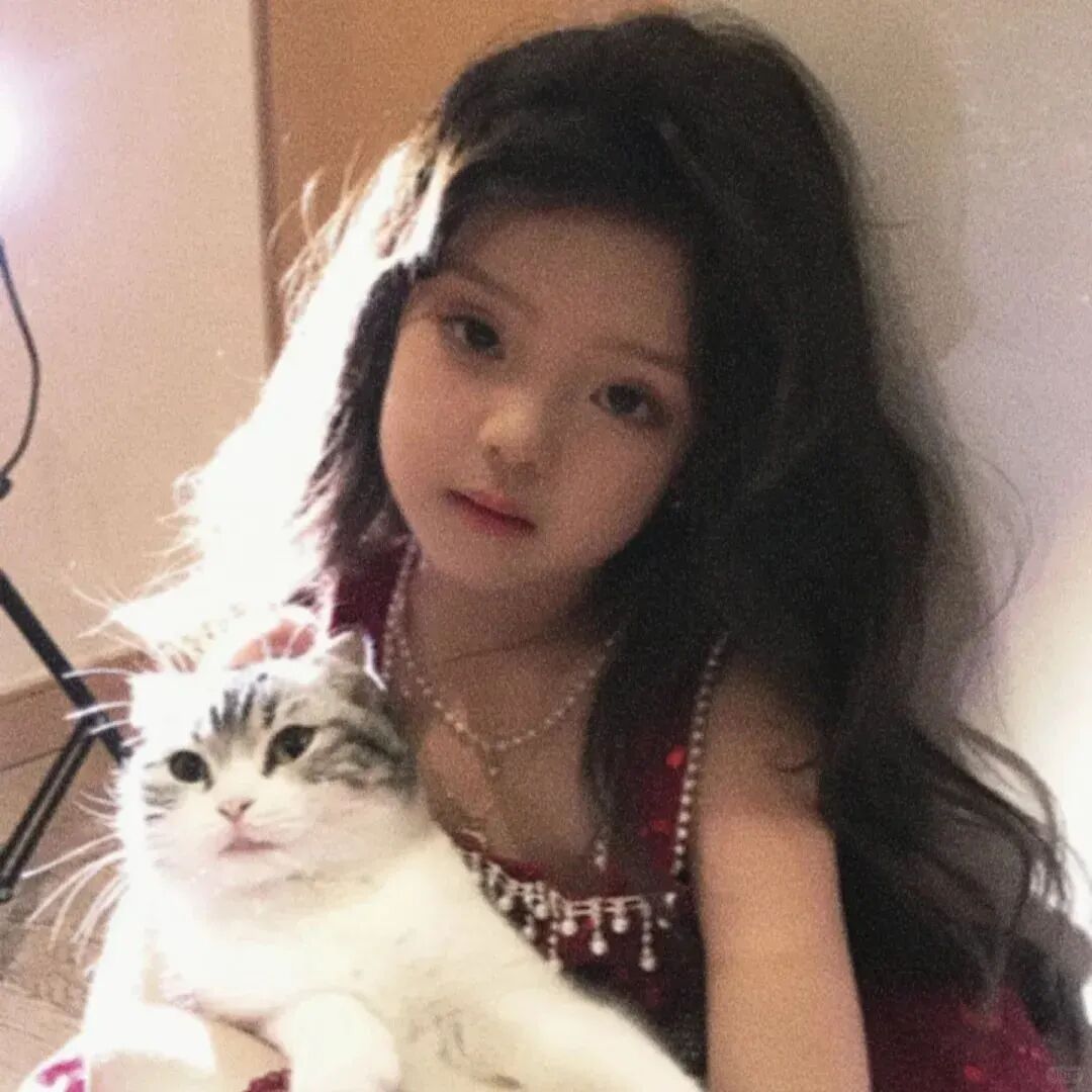 抱着猫咪小女孩萌娃头像