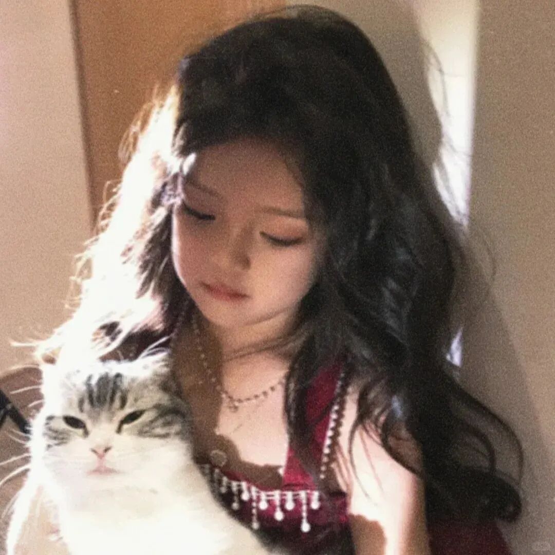 抱着猫咪小女孩萌娃头像