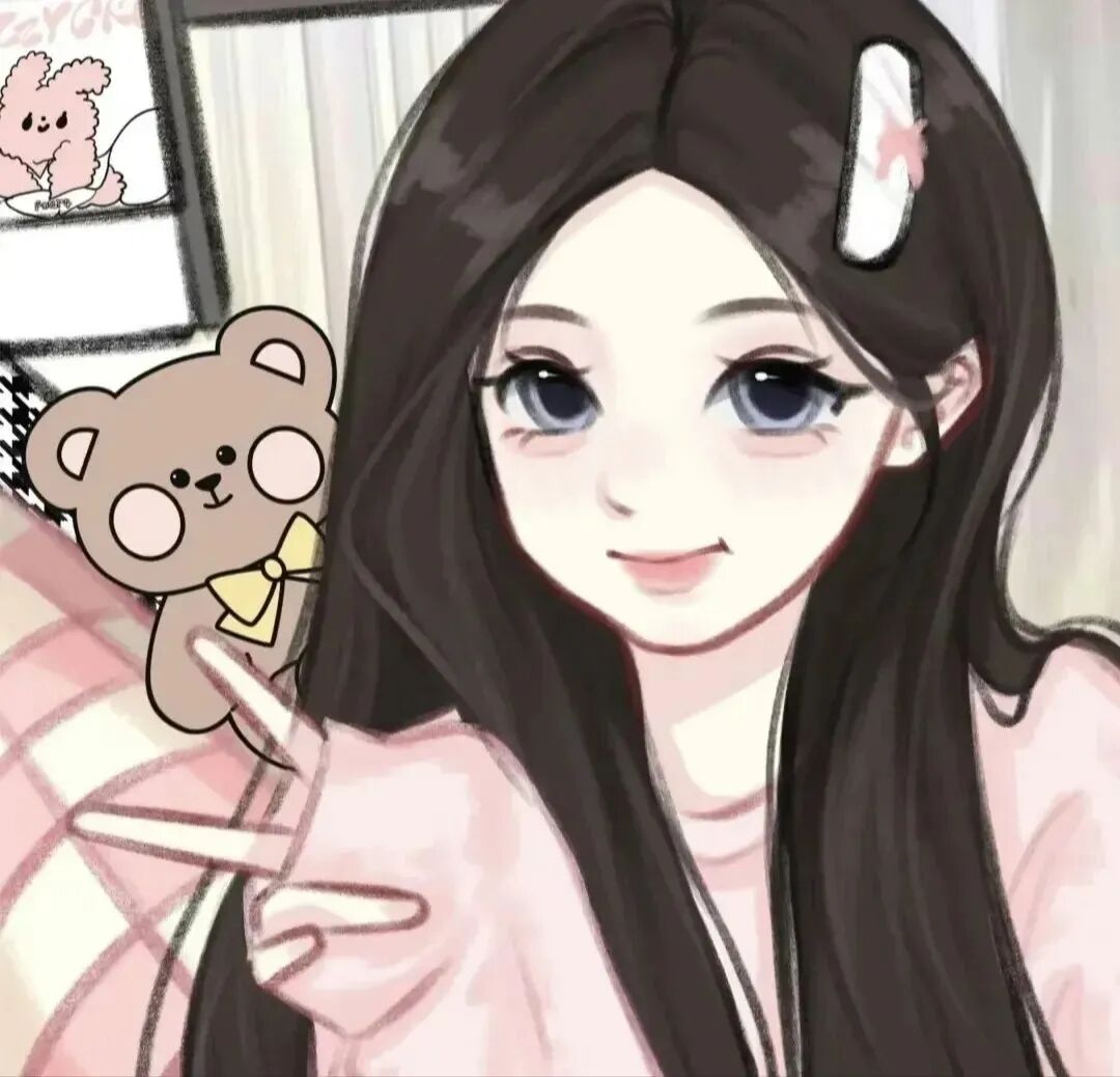 剪刀手甜妹手绘动漫头像女