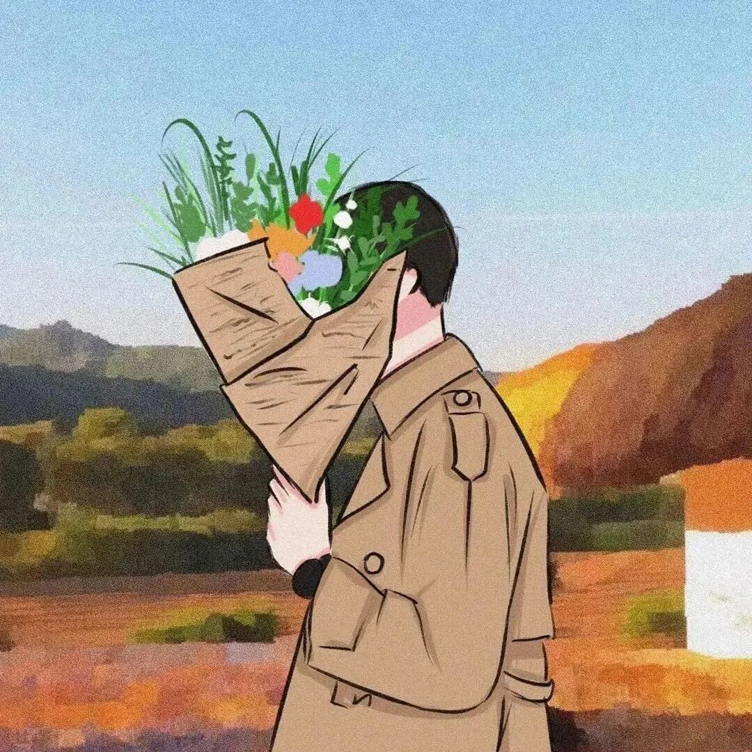 shisanyvgjzbgwzhouyu时尚鲜花插画情侣头像