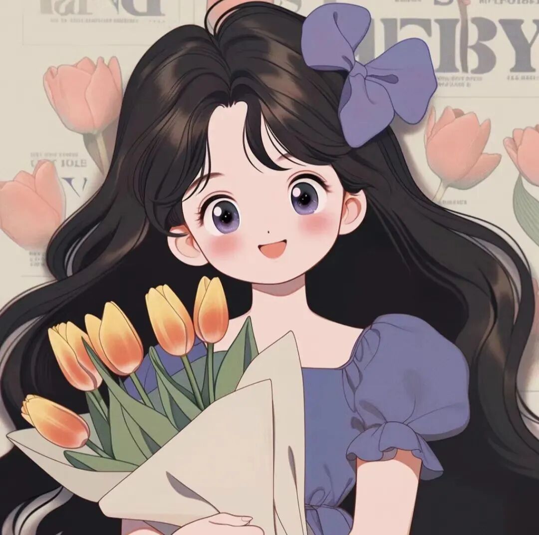 kinghuarengdazi鲜花手绘四人闺蜜头像动漫闺蜜头像