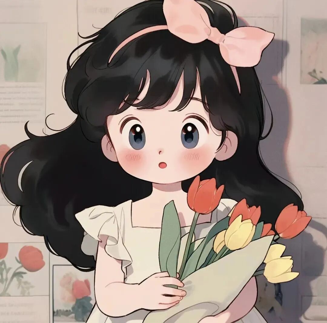 kinghuarengdazi鲜花手绘四人闺蜜头像动漫闺蜜头像