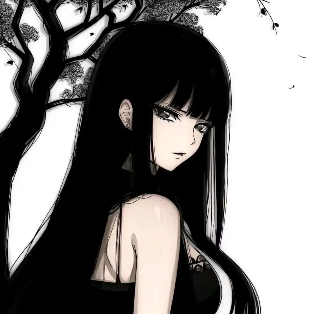 黑白动漫头像女