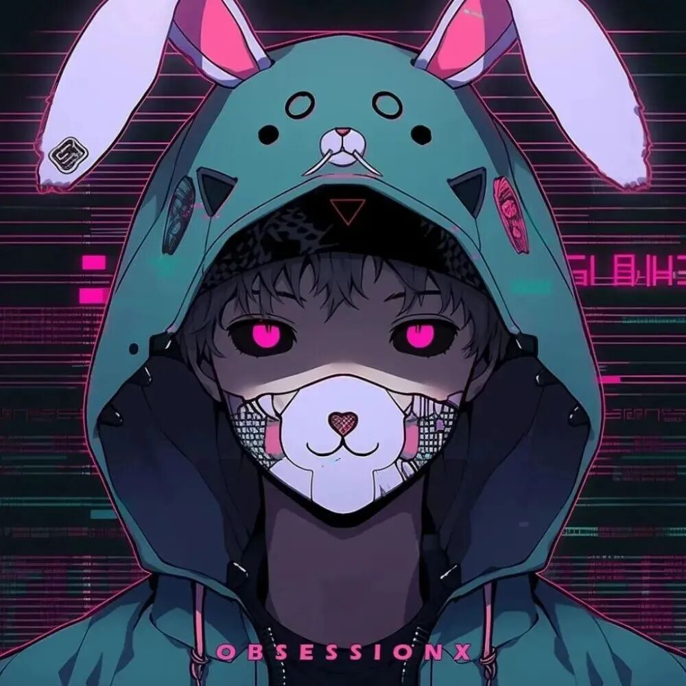 saibopengtuzidatui赛博朋克兔子动漫情侣头像