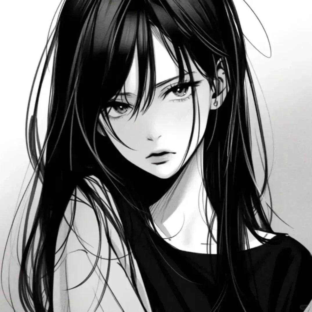 黑白动漫头像女