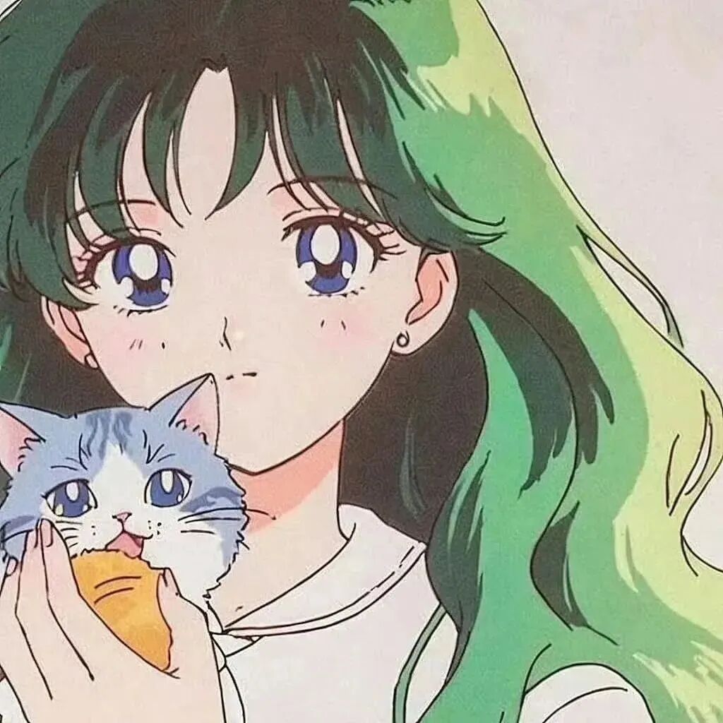抱着猫咪古早感动漫头像女