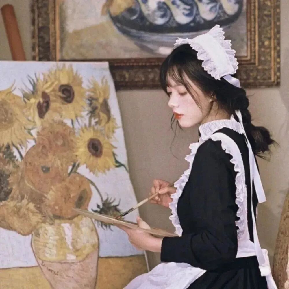 画画温柔侧脸女生头像