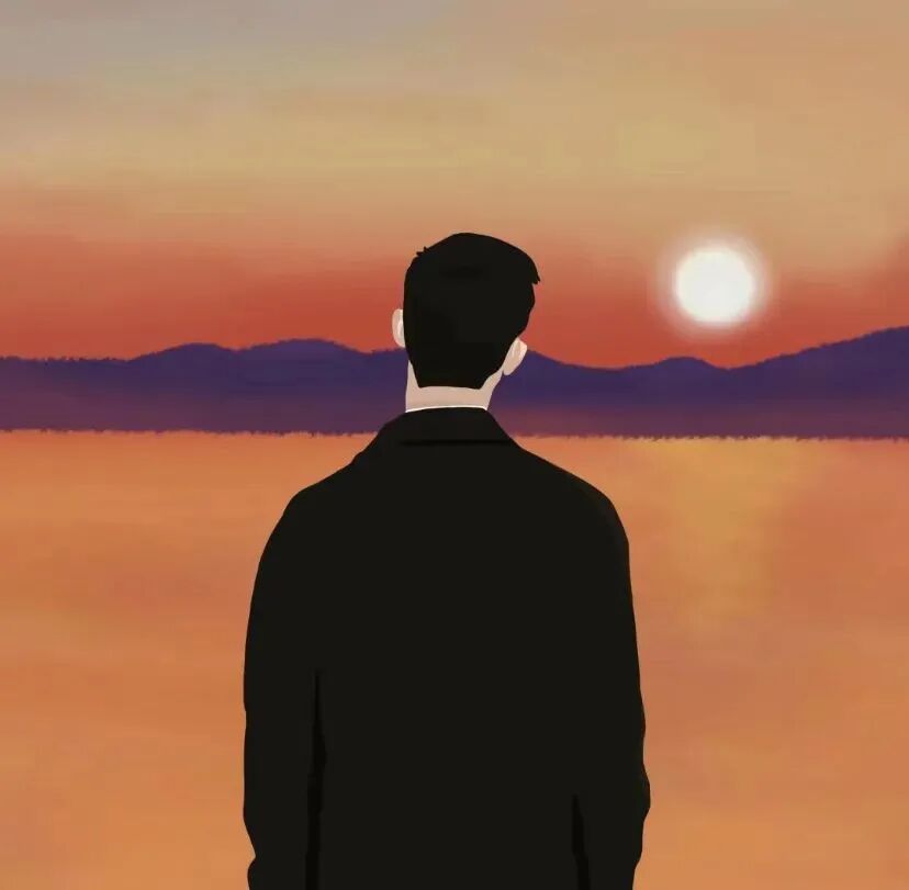 haiquehaloapo海边日落手绘情侣头像