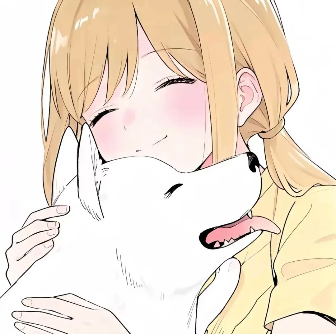 抱着狗狗古早感动漫头像女