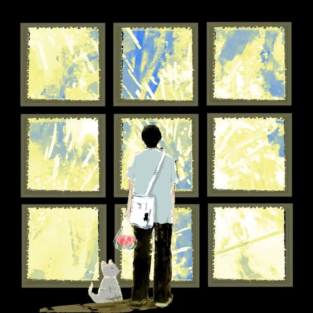 beikahuazanpolkifaxiao背影插画情侣头像