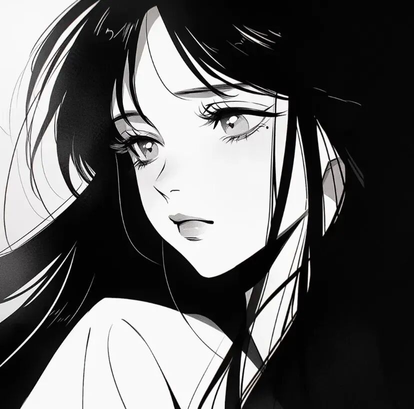 温柔黑白动漫头像女
