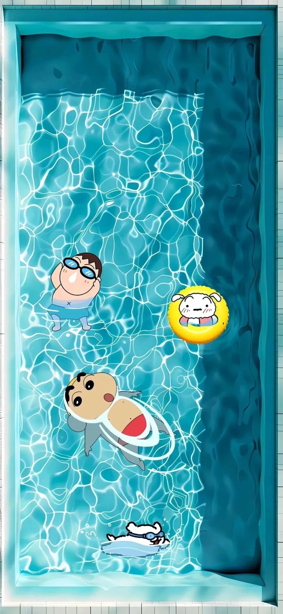 游泳可爱蜡笔小新卡通壁纸
