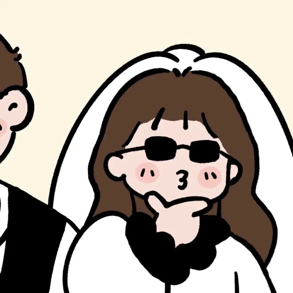 sdmojihundapaituo墨镜婚纱手绘情侣头像