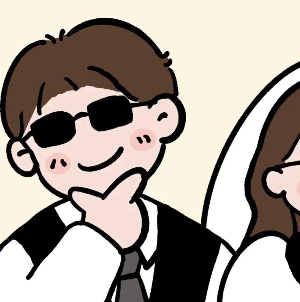 sdmojihundapaituo墨镜婚纱手绘情侣头像
