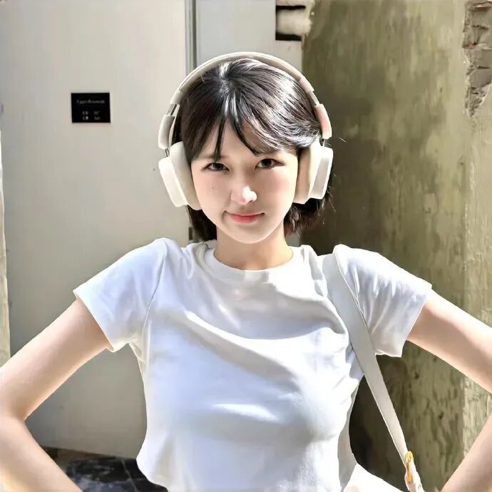 戴耳机温柔女生头像