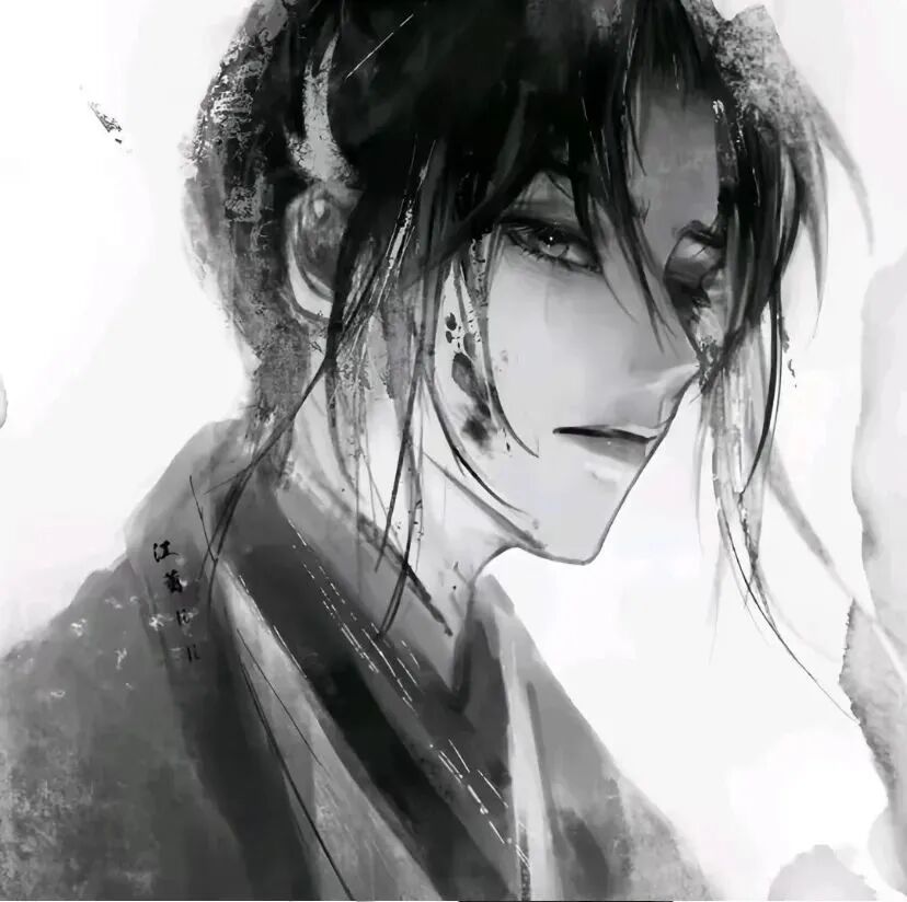 黑白水墨风古风头像男