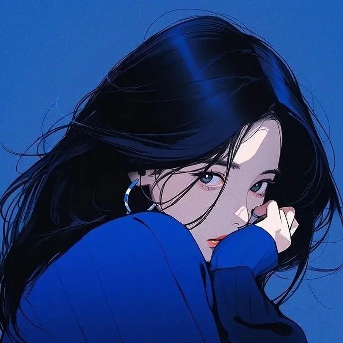 蓝色系温柔动漫头像女