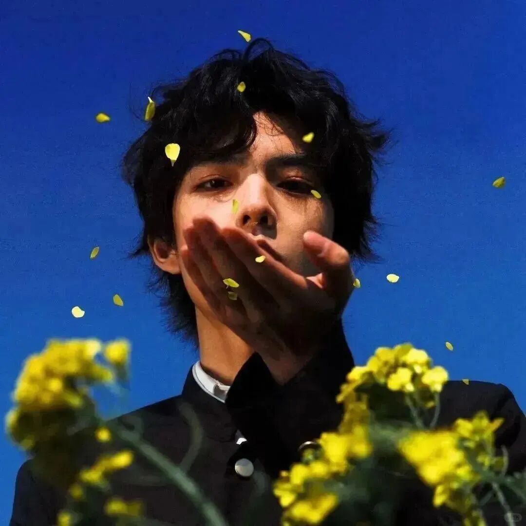 鲜花氛围感男生头像