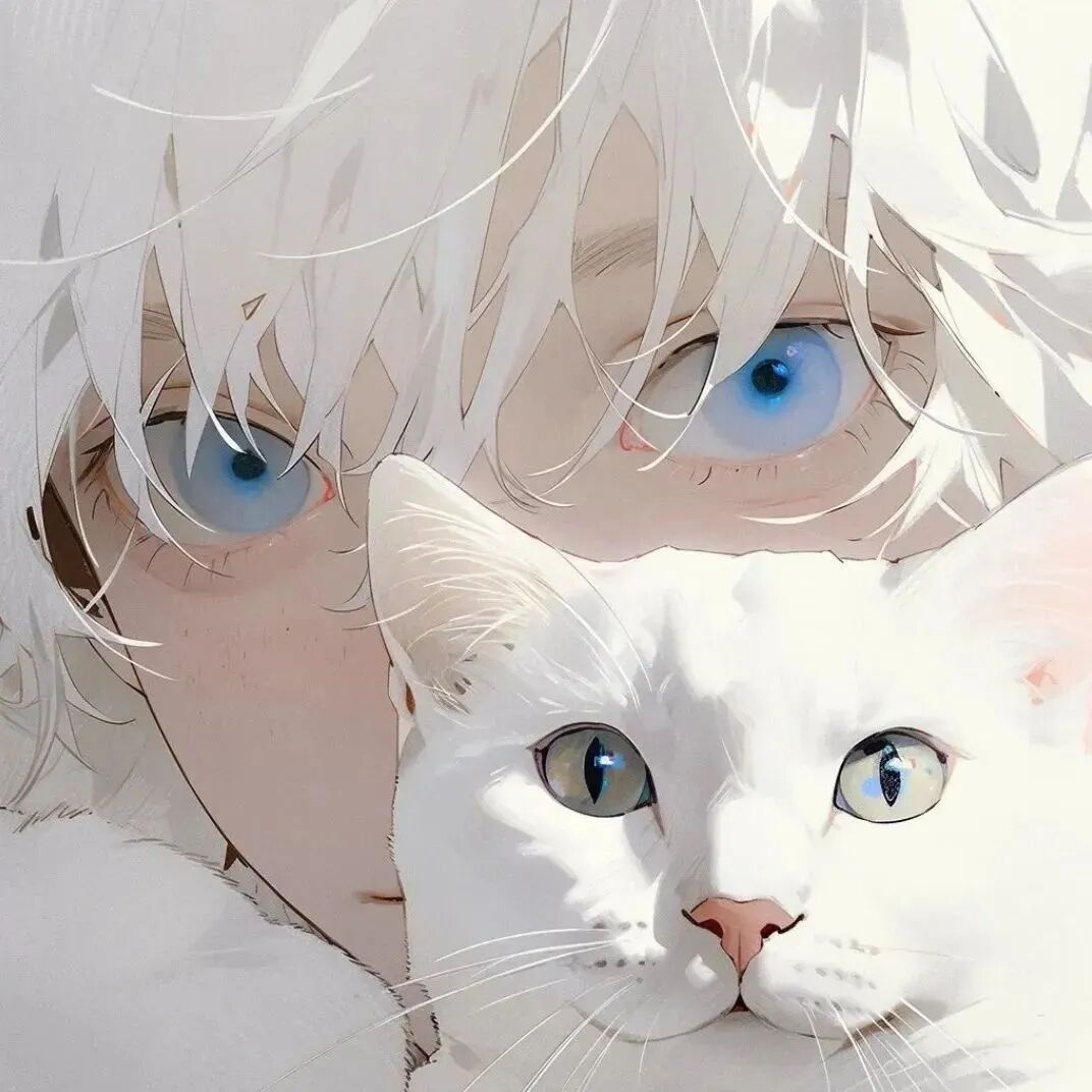抱着猫咪温柔动漫头像男