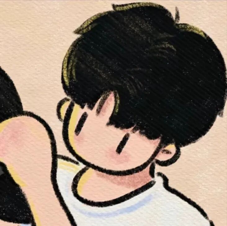daieranjingbanlv戴耳机插画情侣头像