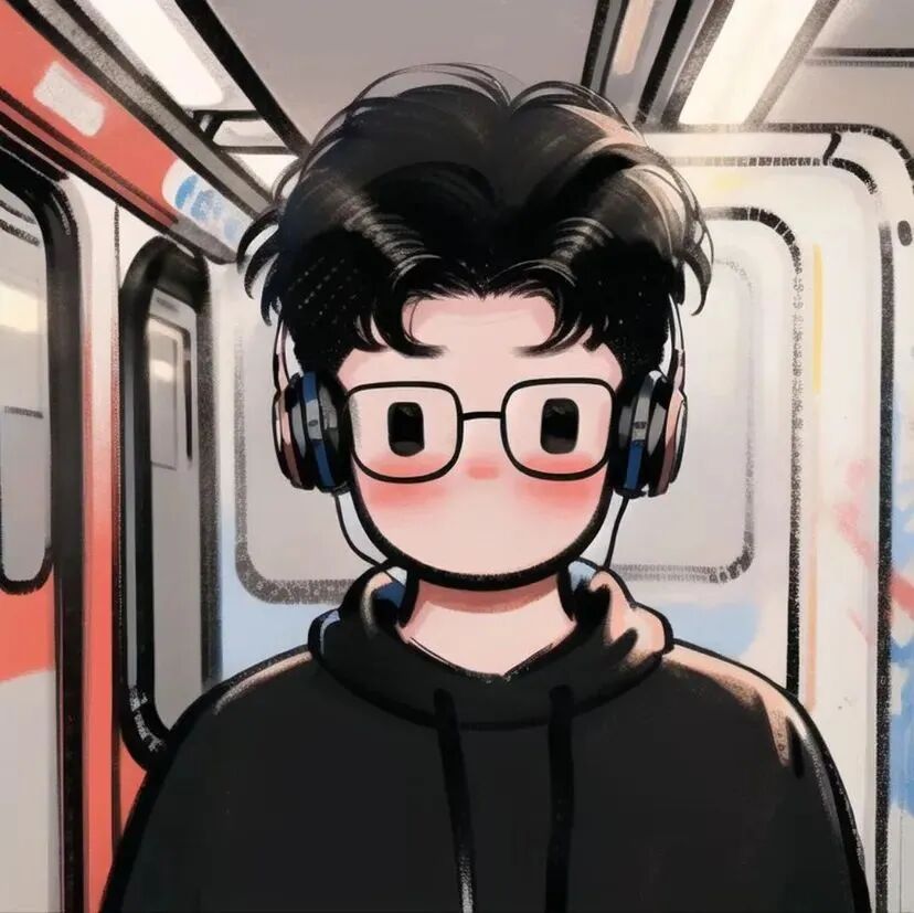 liecedaerbanlv列车戴耳机插画情侣头像