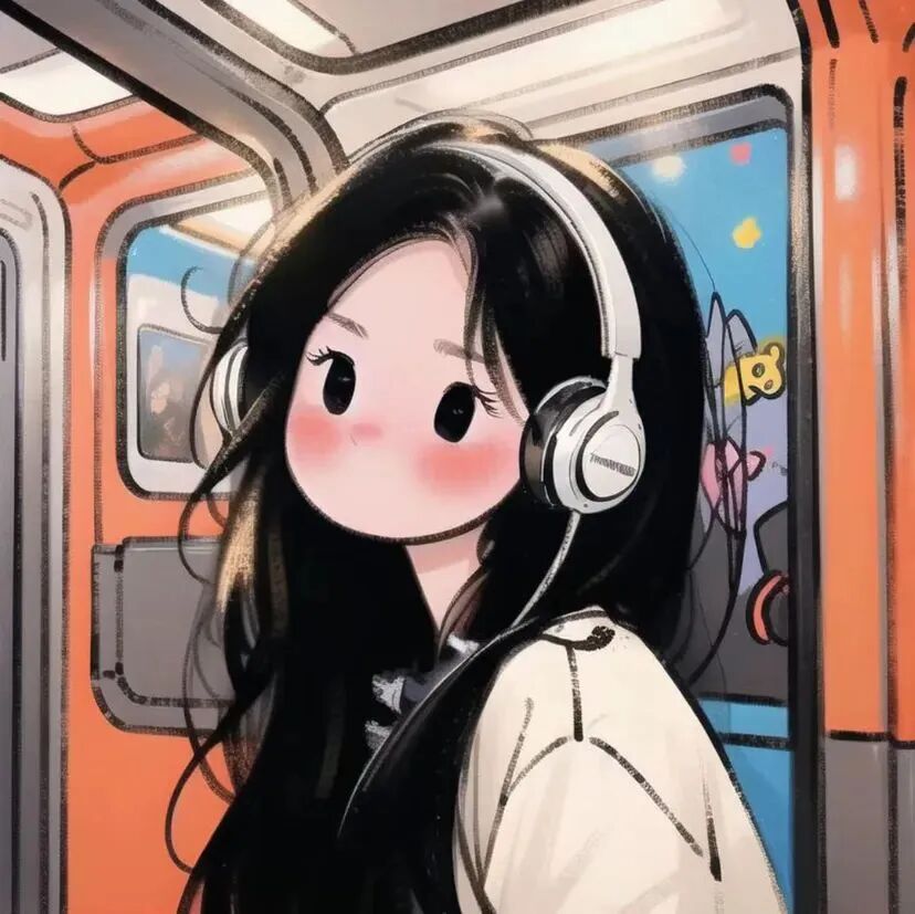 liecedaerbanlv列车戴耳机插画情侣头像