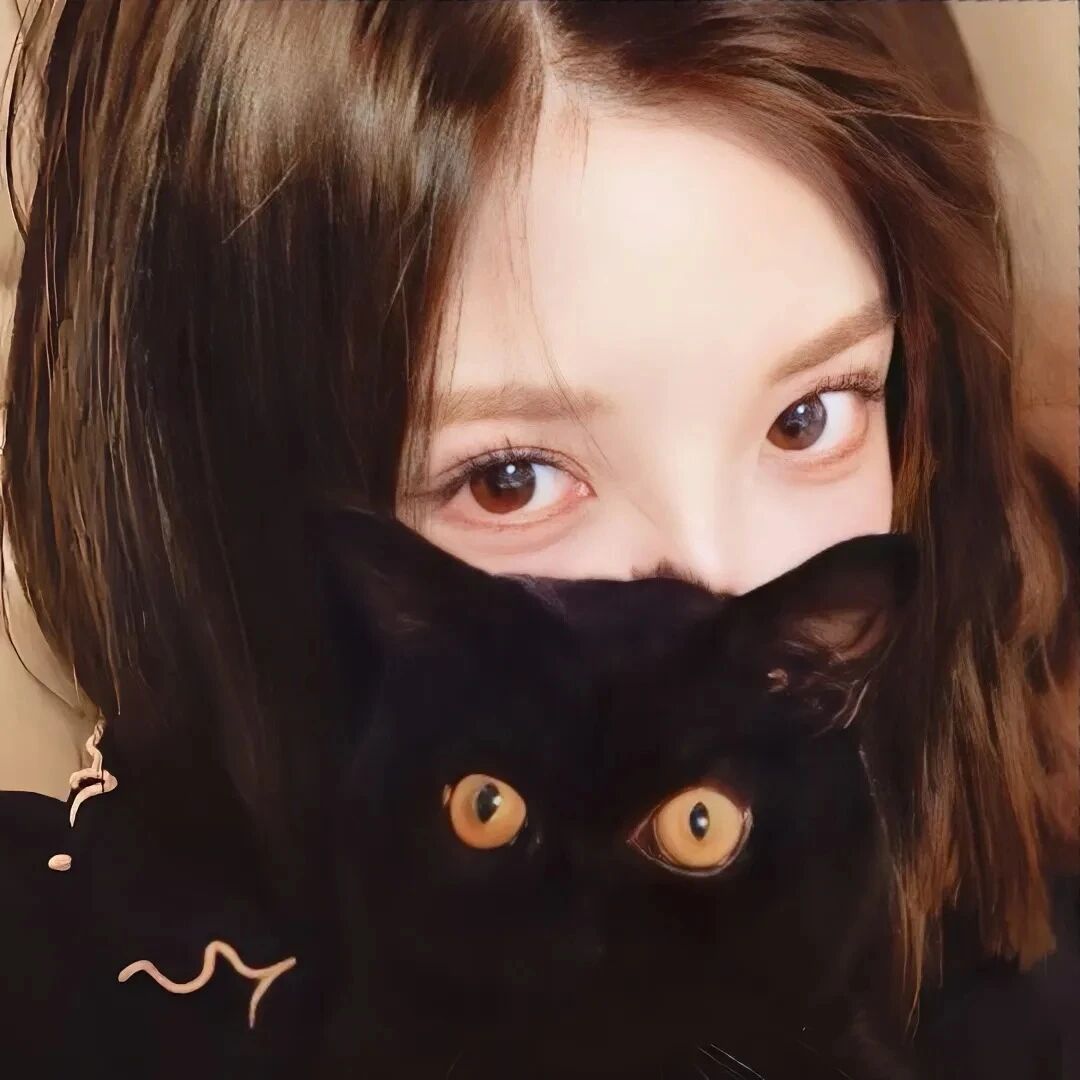 抱着猫咪清冷女生头像