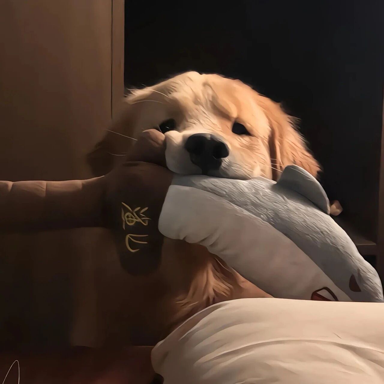 吃鱼狗狗萌宠头像