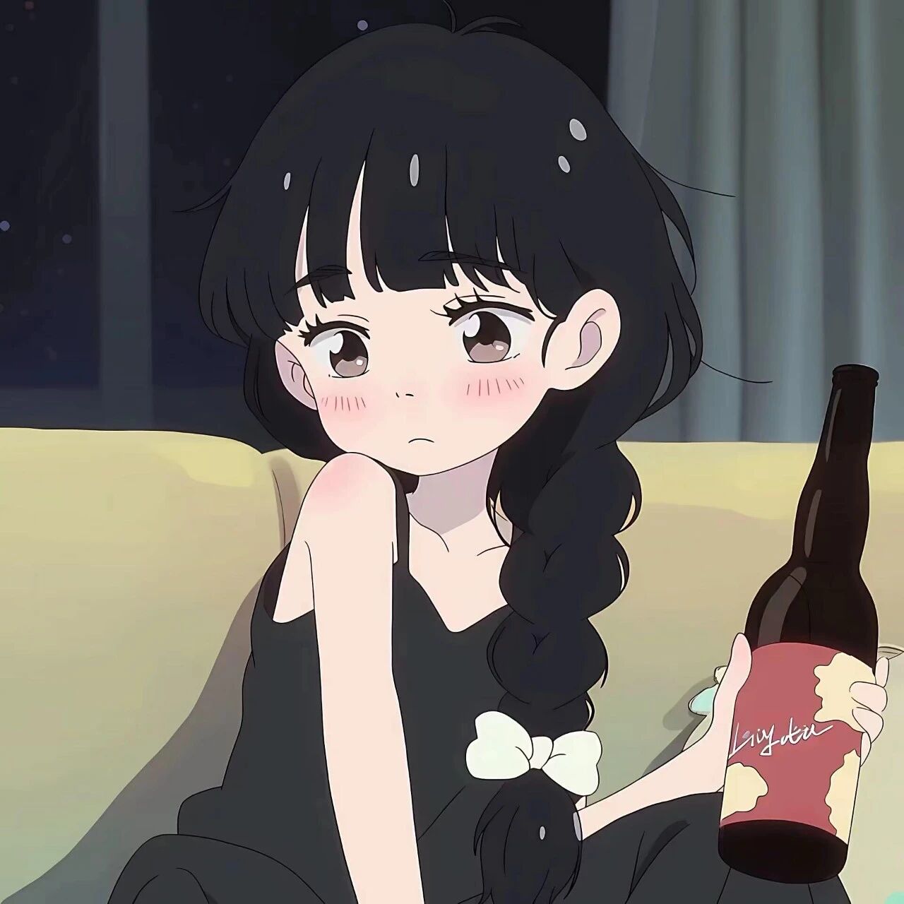 喝酒可爱动漫头像女