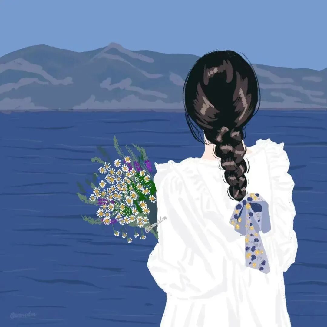 xianhuayutepaituo鲜花海边手绘情侣头像