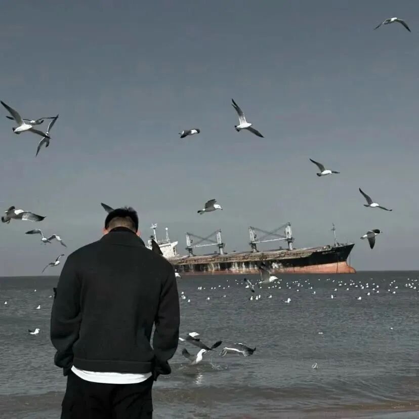 成熟海边不露脸男生头像