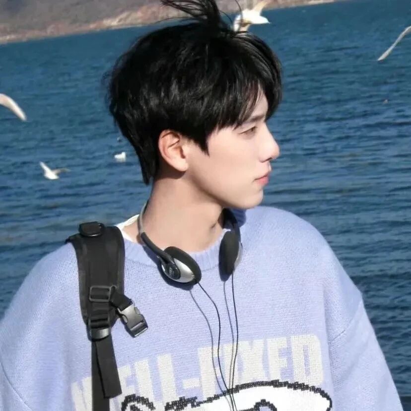 海边帅气侧脸男生头像