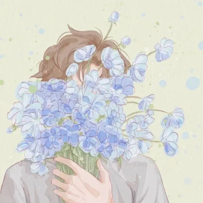 njdipingjingduiliya鲜花插画情侣头像