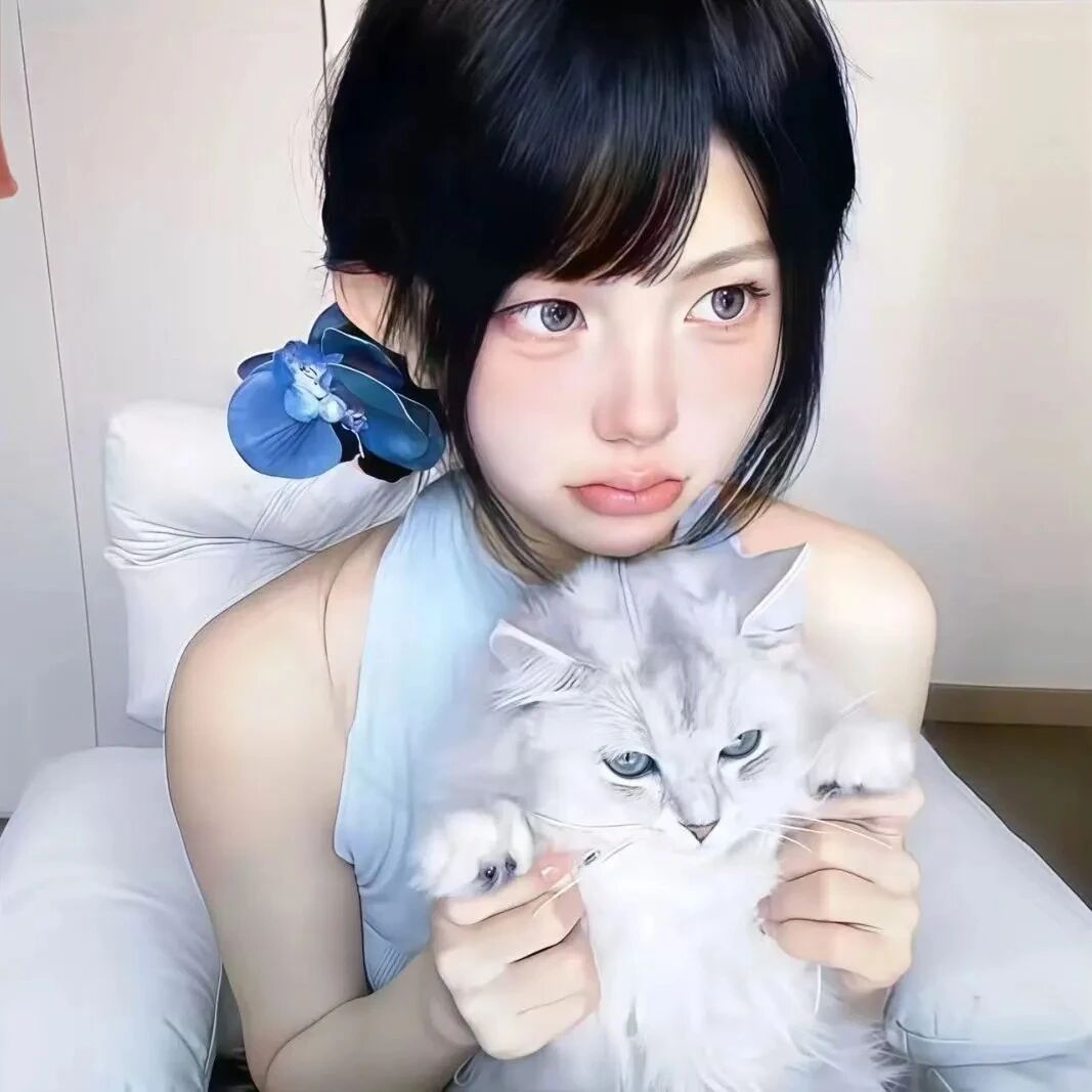 抱着猫咪甜妹女生头像