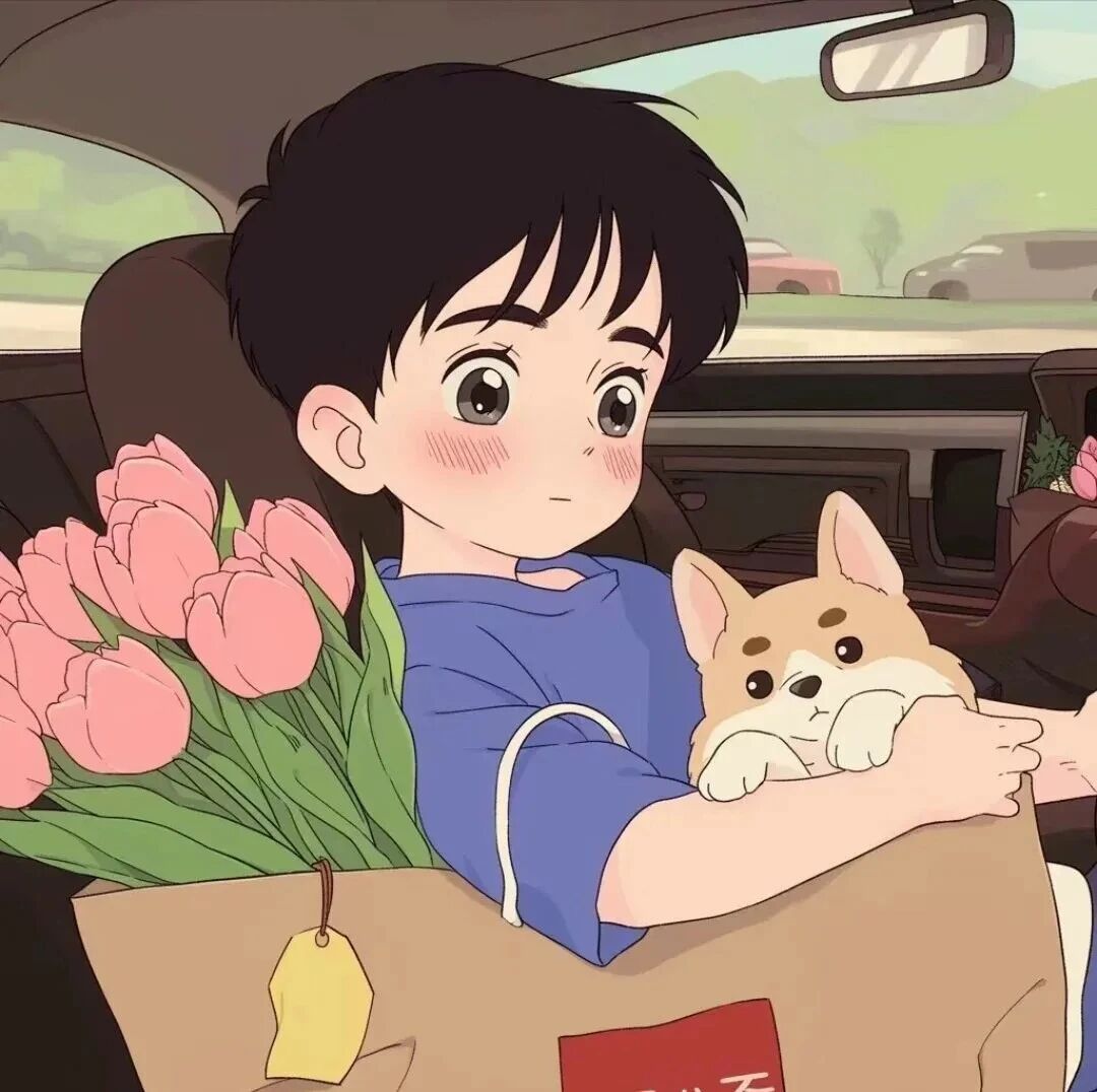 baocaixyaihe鲜花车内动漫情侣头像