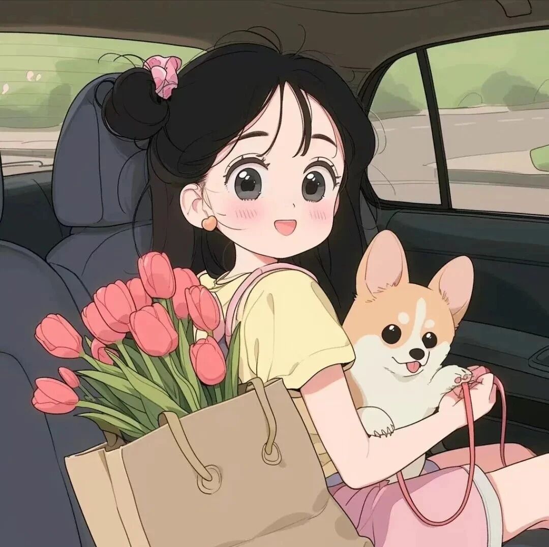 baocaixyaihe鲜花车内动漫情侣头像