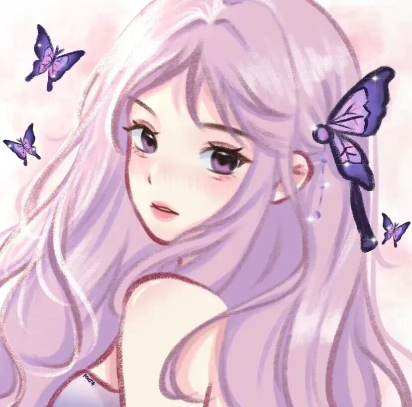 蝴蝶手绘动漫头像女