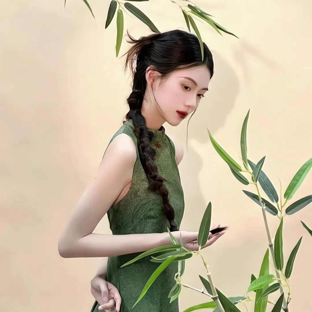 新中式温柔侧脸女生头像