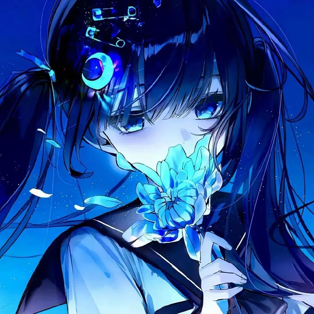 蓝色系动漫头像女